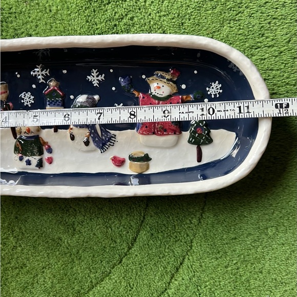 Adorable Christmas Dish. Snowman, Birds, Ceramic. 11.5” long. - Picture 10 of 10